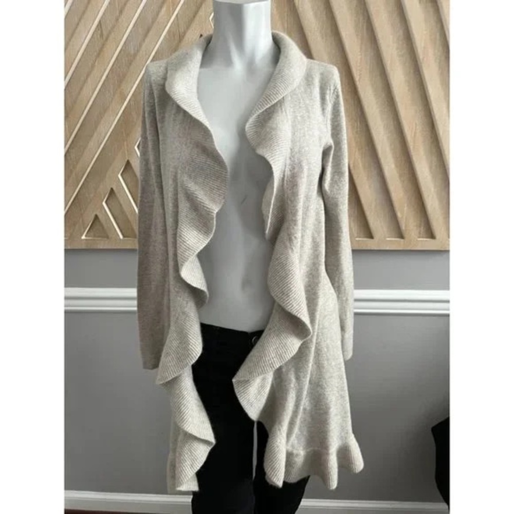 C by Bloomingdale’s  Cashmere Cardigan Ruffled medium